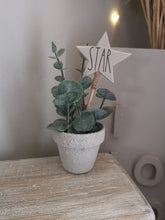 Load image into Gallery viewer, Potted Faux plant with wooden star pick