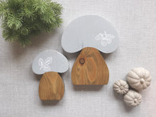Load image into Gallery viewer, Set of Two Wooden Mushrooms