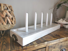 Load image into Gallery viewer, Low Wide Wooden Styling Tray with candle insert, Table centerpiece, candle display