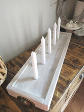 Load image into Gallery viewer, Low Wide Wooden Styling Tray with candle insert, Table centerpiece, candle display