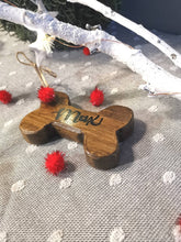 Load image into Gallery viewer, Christmas Tree Decoration, Wooden Dog Bone, Personalised Home Decor Gift,