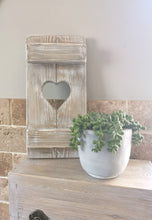 Load image into Gallery viewer, Rustic Shutter Panel, wooden primitive home decor, heart shutter, rustic white interiors