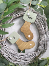 Load image into Gallery viewer, Wooden Christmas Boot, Hanging Decoration, Christmas tree, personalised
