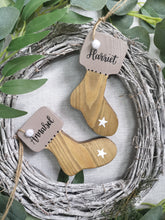 Load image into Gallery viewer, Wooden Christmas Boot, Hanging Decoration, Christmas tree, personalised
