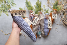 Load image into Gallery viewer, Hand knitted Jumbo carrots with cotton tags
