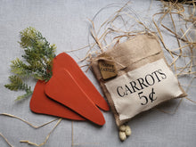 Load image into Gallery viewer, Spring Door hanger, Easter decorations, Burlap bag with wooden carrots
