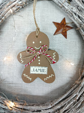 Load image into Gallery viewer, Gingerbread personalised hanging decoration
