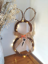 Load image into Gallery viewer, Light up Bunny wreath - with Carrot hanger
