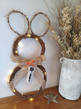 Load image into Gallery viewer, Light up Bunny wreath - with Carrot hanger
