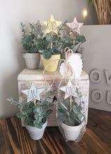 Load image into Gallery viewer, Potted Faux plant with wooden star pick
