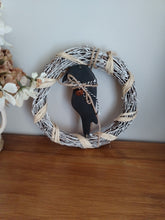 Load image into Gallery viewer, 8" Wreath with wooden Black Raven
