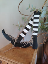 Load image into Gallery viewer, Pair of Long wooden stripey witch legs
