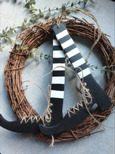 Load image into Gallery viewer, Pair of Long wooden stripey witch legs
