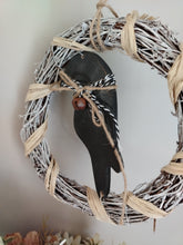 Load image into Gallery viewer, 8" Wreath with wooden Black Raven
