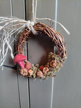 Load image into Gallery viewer, Mini wreath with clay toadstool in Burgundy
