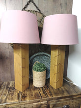 Load image into Gallery viewer, Pair of Chunky Wooden Lamps
