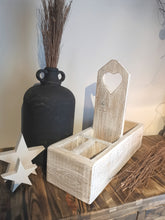 Load image into Gallery viewer, Wooden Cutlery Holder, Condiment Caddy, divided storage crate

