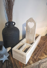 Load image into Gallery viewer, Wooden Cutlery Holder, Condiment Caddy, divided storage crate
