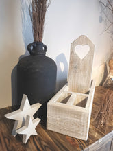 Load image into Gallery viewer, Wooden Cutlery Holder, Condiment Caddy, divided storage crate
