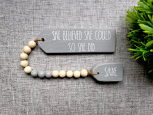 Load image into Gallery viewer, Positivity quote Wooden Tags with Bead Garland
