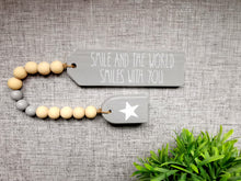 Load image into Gallery viewer, Positivity quote Wooden Tags with Bead Garland
