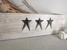 Load image into Gallery viewer, Wooden Storage Crate, country decor plant display , Rustic White Stars
