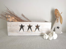 Load image into Gallery viewer, Wooden Storage Crate, country decor plant display , Rustic White Stars
