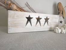 Load image into Gallery viewer, Wooden Storage Crate, country decor plant display , Rustic White Stars
