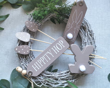 Load image into Gallery viewer, Wooden Egg Decorations , flower pick, Set of Five
