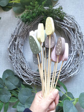 Load image into Gallery viewer, Wooden Egg Decorations , flower pick, Set of Five
