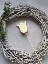 Load image into Gallery viewer, Bunch of 5 Wooden Tulips with personalised gift wrap
