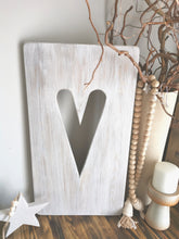 Load image into Gallery viewer, Wall Art Heart Panel,Decorative wall panel, heart wall hanging, wall art, heart decor, home interiors, rustic wooden heart panel
