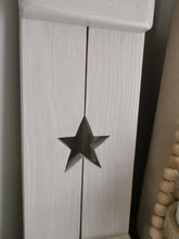 Load image into Gallery viewer, Decorative Wooden Shutter style panel, rustic home decor, star decor, heart decor, handmade wooden panels,
