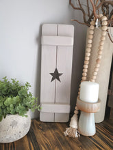 Load image into Gallery viewer, Decorative Wooden Shutter style panel, rustic home decor, star decor, heart decor, handmade wooden panels,
