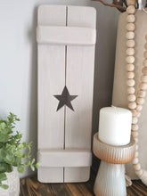 Load image into Gallery viewer, Decorative Wooden Shutter style panel, rustic home decor, star decor, heart decor, handmade wooden panels,

