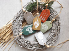 Load image into Gallery viewer, Small Wooden Autumn Tags - White detailing
