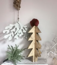 Load image into Gallery viewer, Wooden 3d Christmas Tree with metal stars
