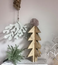 Load image into Gallery viewer, Wooden 3d Christmas Tree with metal stars
