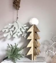 Load image into Gallery viewer, Wooden 3d Christmas Tree with metal stars
