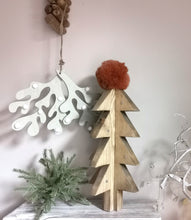 Load image into Gallery viewer, Wooden 3d Christmas Tree with metal stars
