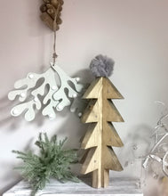 Load image into Gallery viewer, Wooden 3d Christmas Tree with metal stars
