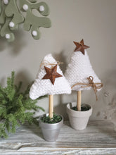 Load image into Gallery viewer, White Knitted Tree in Painted Terracotta pots
