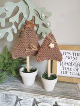 Load image into Gallery viewer, Brown Knitted Tree in Painted Terracotta pots
