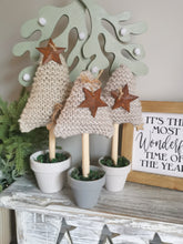 Load image into Gallery viewer, Beige Knitted Tree in Painted Terracotta pots
