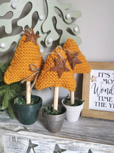 Load image into Gallery viewer, Mustard Knitted Tree in Painted Terracotta pots
