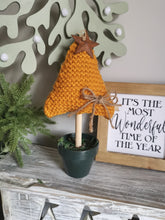 Load image into Gallery viewer, Mustard Knitted Tree in Painted Terracotta pots
