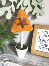 Load image into Gallery viewer, Mustard Knitted Tree in Painted Terracotta pots

