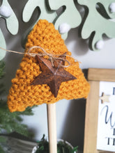 Load image into Gallery viewer, Mustard Knitted Tree in Painted Terracotta pots
