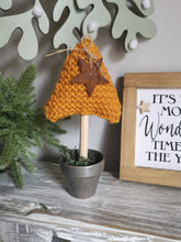 Load image into Gallery viewer, Mustard Knitted Tree in Painted Terracotta pots
