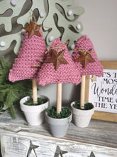 Load image into Gallery viewer, Pink Knitted Tree in Painted Terracotta pots
